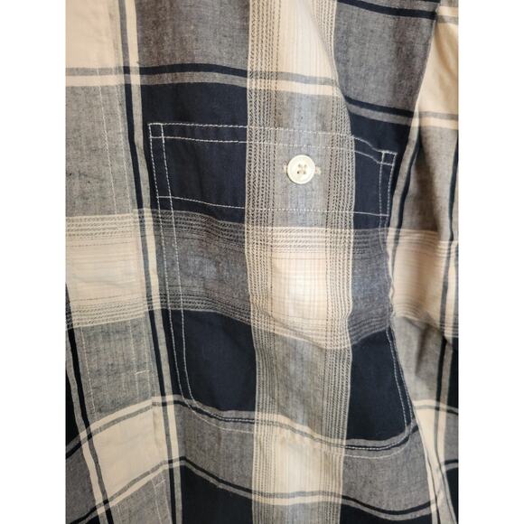 VTG Liz Sport Black Tan Plaid Shoulder Yoke Button Up Shirt Women's Size Small - Picture 3 of 15